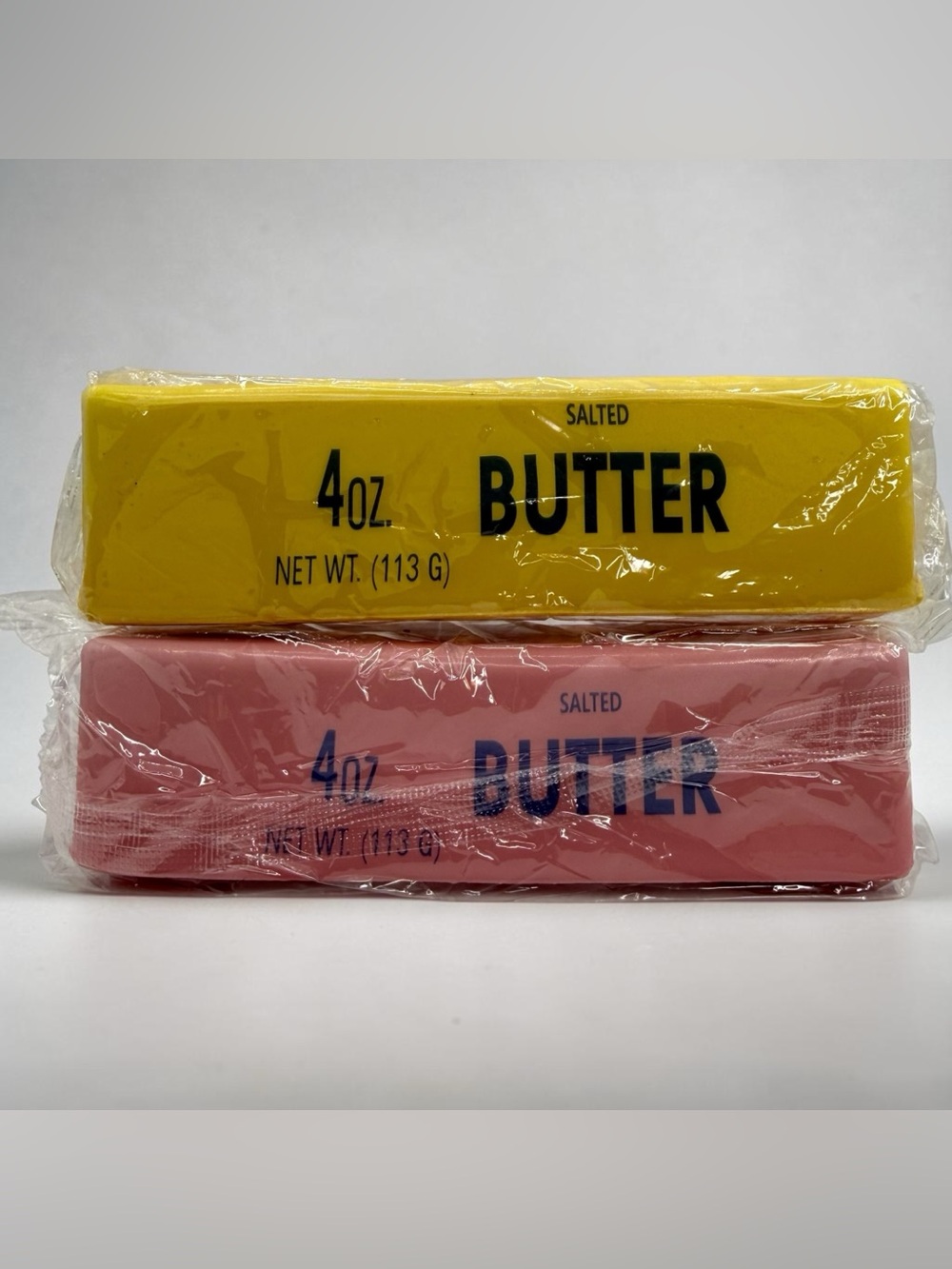 2PCS Butter Stick Squishy Toy Slow Rising Soft Squeeze Stress Relief Yellow Pink